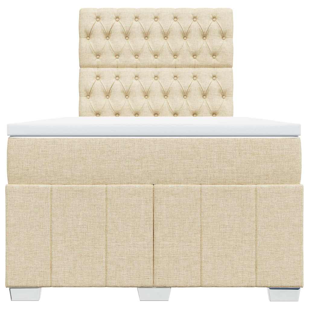 vidaXL Κρεβάτι Boxspring με Στρώμα Κρεμ 120x190 εκ. Υφασμάτινο