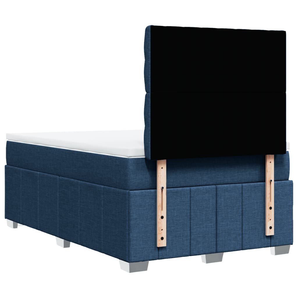 vidaXL Κρεβάτι Boxspring με Στρώμα Μπλε 120x190 εκ. Υφασμάτινο