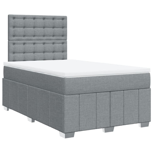 vidaXL Κρεβάτι Boxspring με Στρώμα Ανοιχτό Γκρι 120x190 εκ. Υφασμάτινο