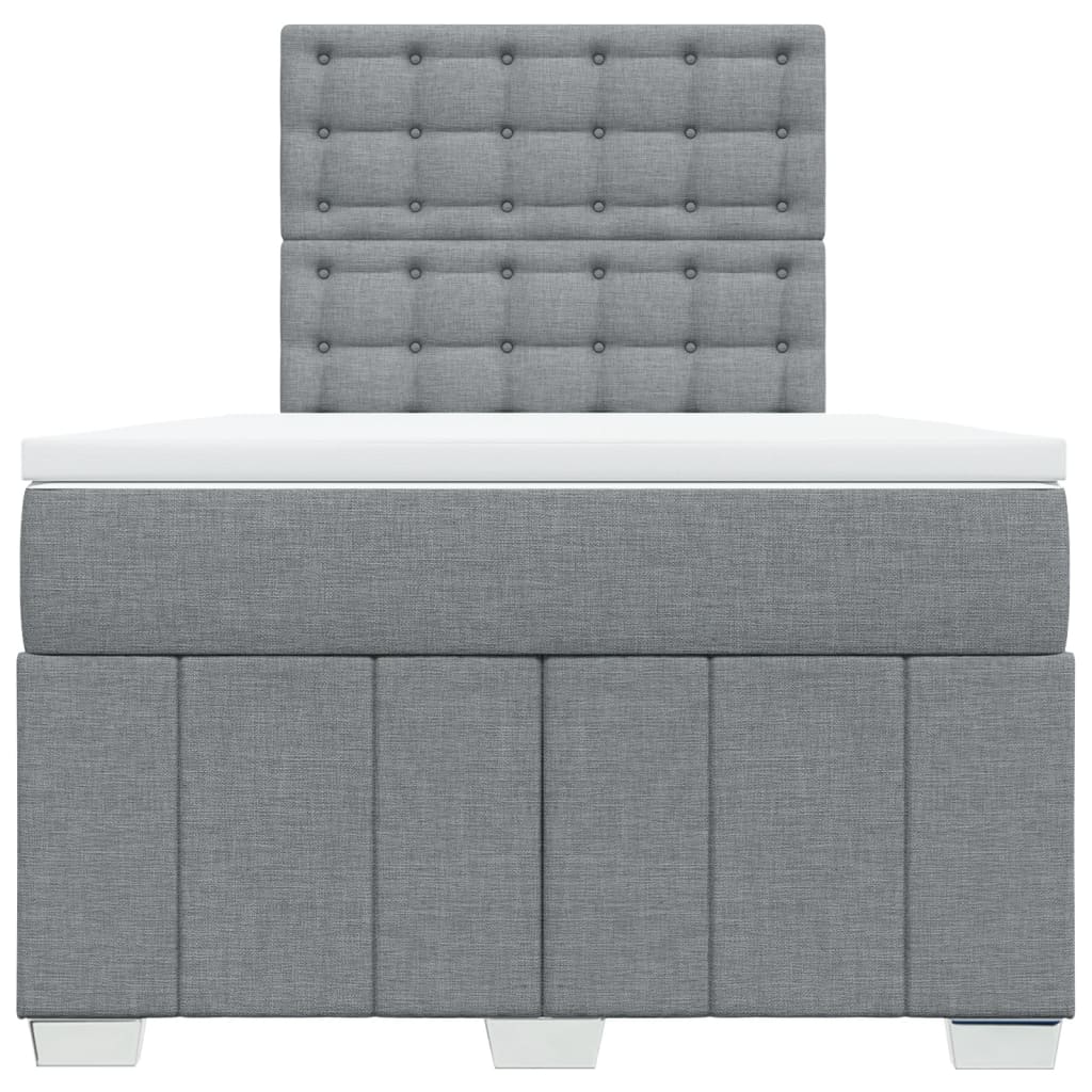 vidaXL Κρεβάτι Boxspring με Στρώμα Ανοιχτό Γκρι 120x190 εκ. Υφασμάτινο