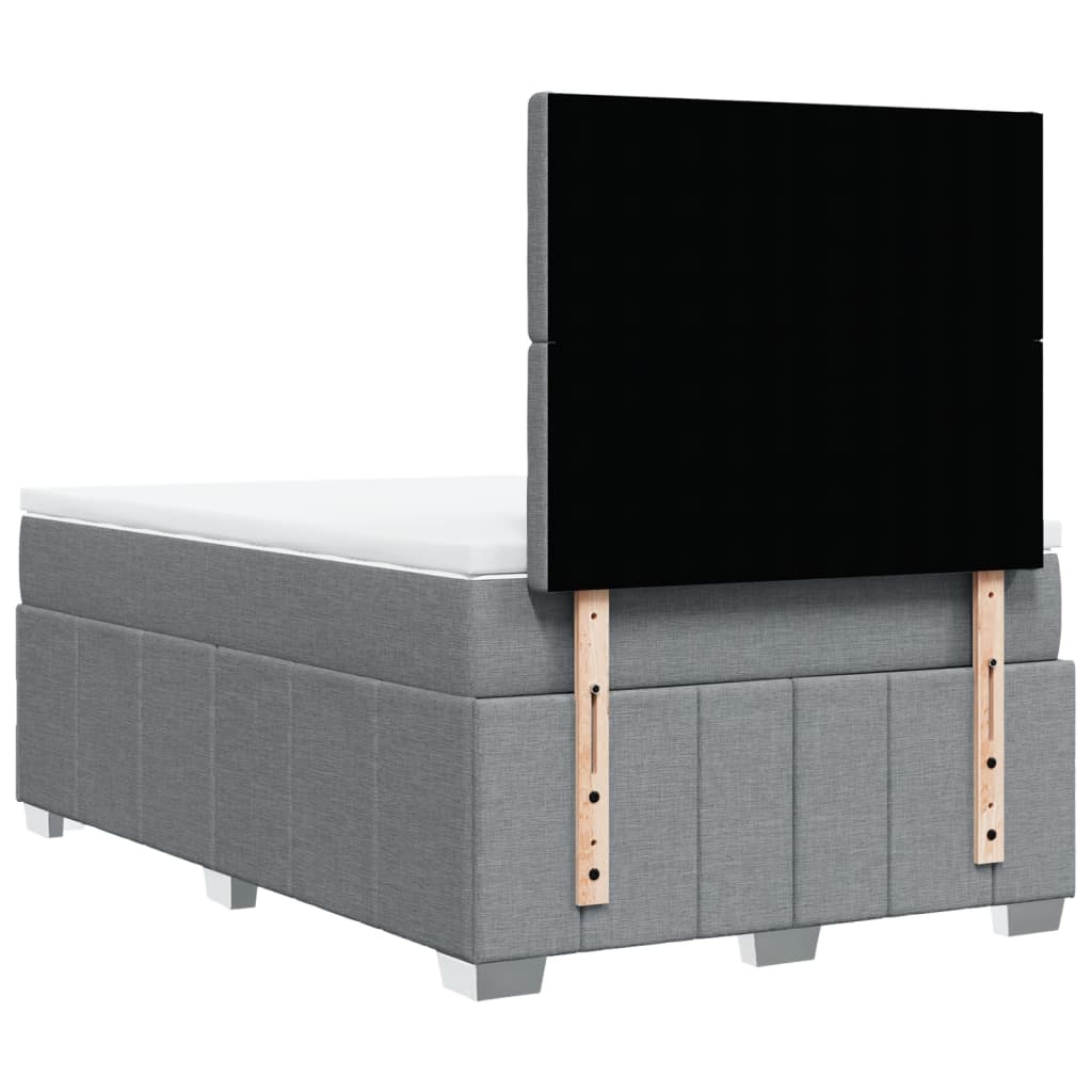 vidaXL Κρεβάτι Boxspring με Στρώμα Ανοιχτό Γκρι 120x190 εκ. Υφασμάτινο