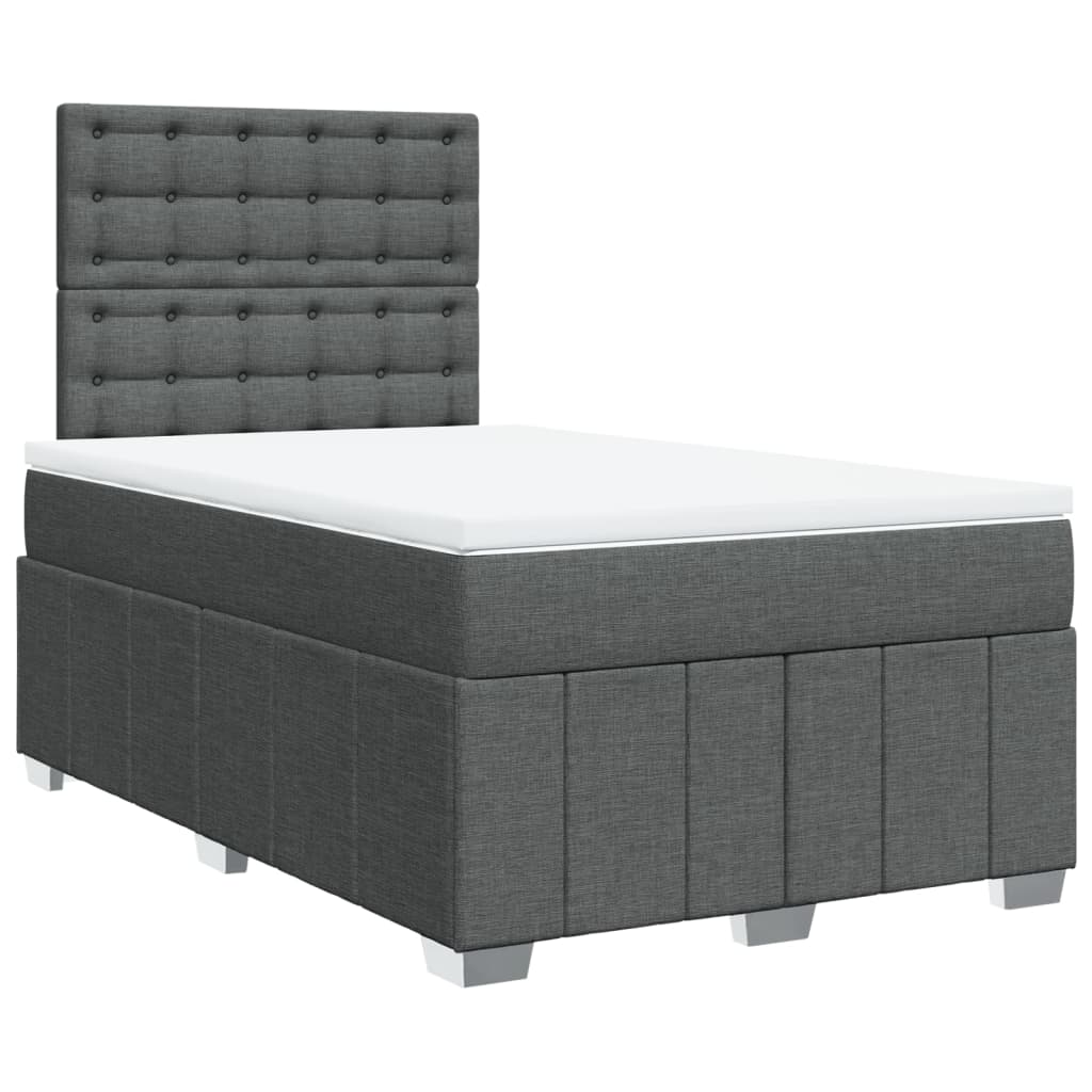 vidaXL Κρεβάτι Boxspring με Στρώμα Σκούρο Γκρι 120x190 εκ Υφασμάτινο