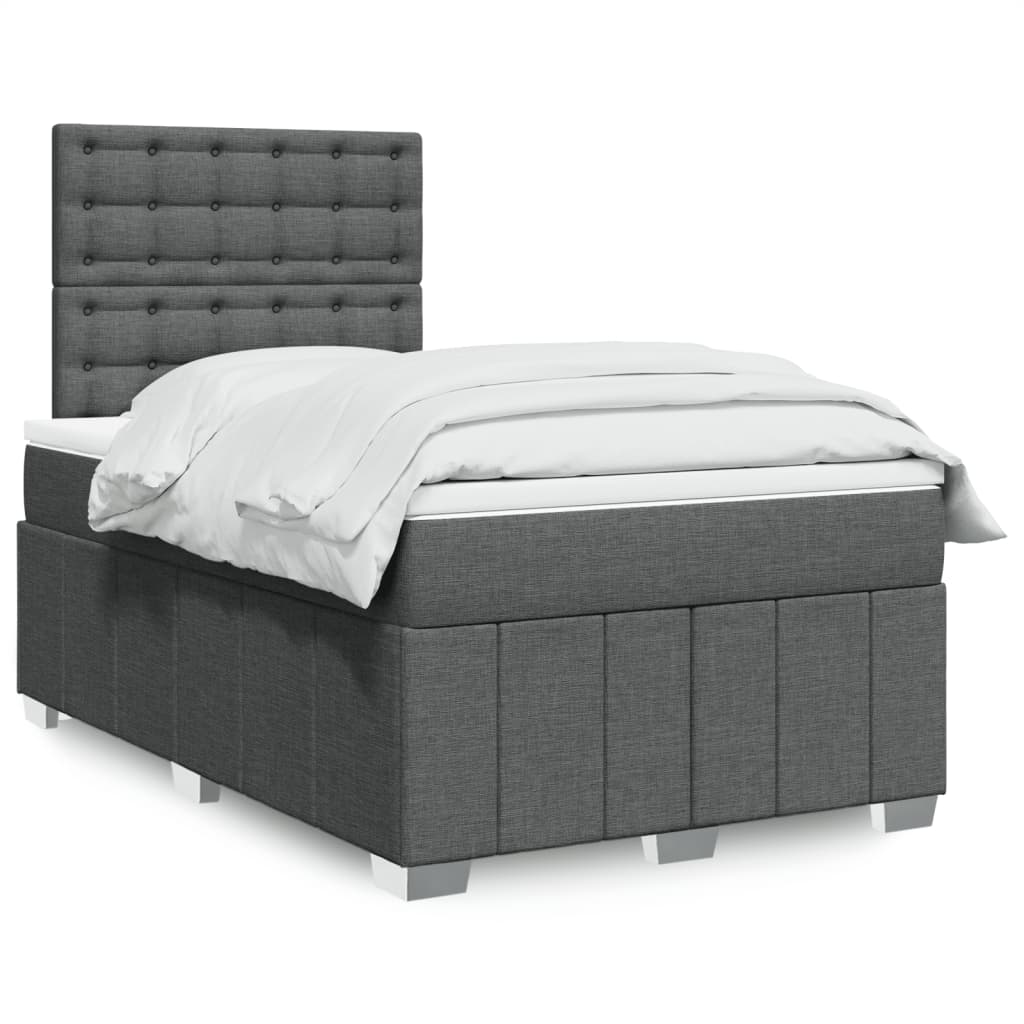 vidaXL Κρεβάτι Boxspring με Στρώμα Σκούρο Γκρι 120x190 εκ Υφασμάτινο