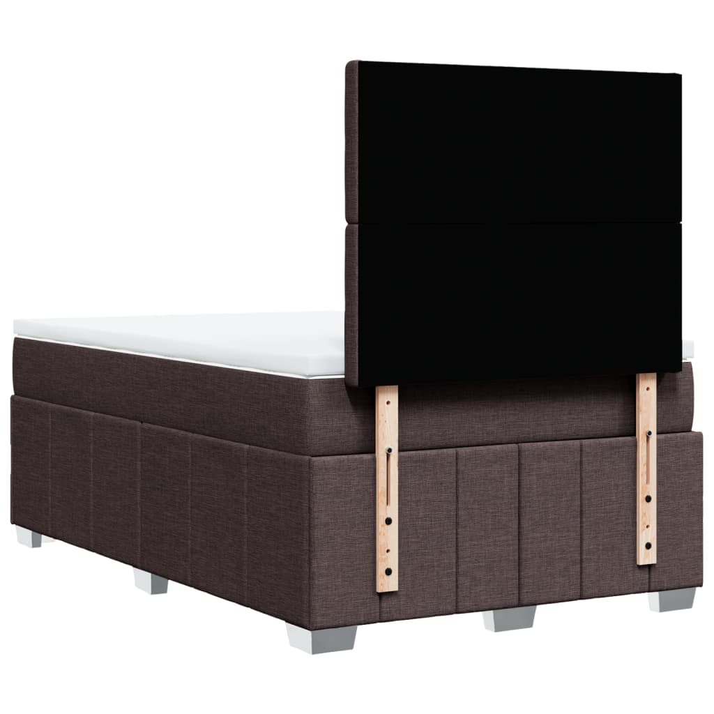 vidaXL Κρεβάτι Boxspring με Στρώμα Σκούρο Καφέ 120x190 εκ Υφασμάτινο