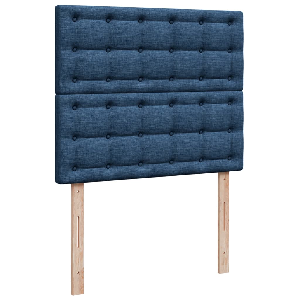 vidaXL Κρεβάτι Boxspring με Στρώμα Μπλε 120x190 εκ. Υφασμάτινο