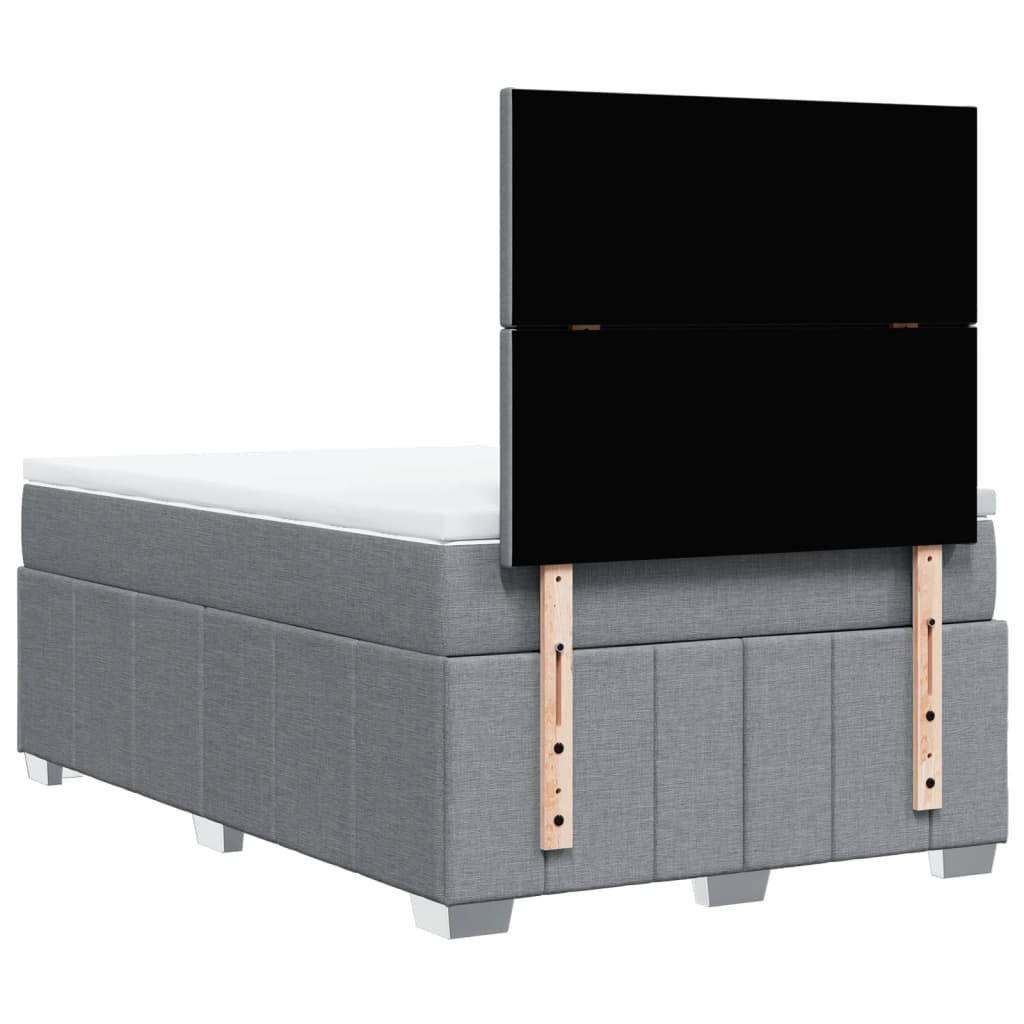 vidaXL Κρεβάτι Boxspring με Στρώμα Ανοιχτό Γκρι 120x200 εκ. Υφασμάτινο