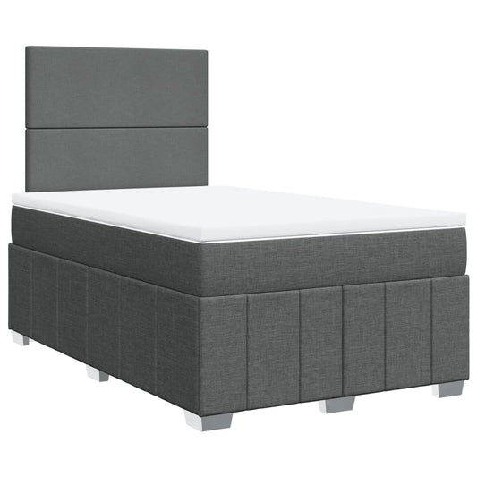 vidaXL Κρεβάτι Boxspring με Στρώμα Σκούρο Γκρι 120x200 εκ. Υφασμάτινο
