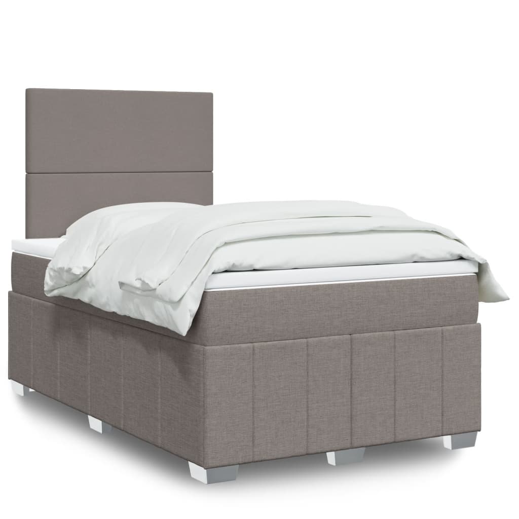 vidaXL Κρεβάτι Boxspring με Στρώμα Taupe 120x200 εκ. Υφασμάτινο