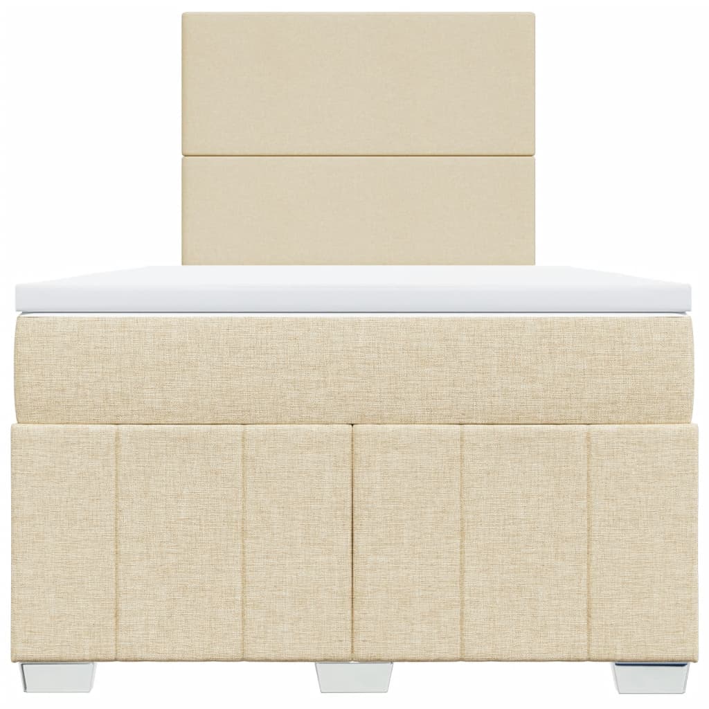 vidaXL Κρεβάτι Boxspring με Στρώμα Κρεμ 120x200 εκ. Υφασμάτινο