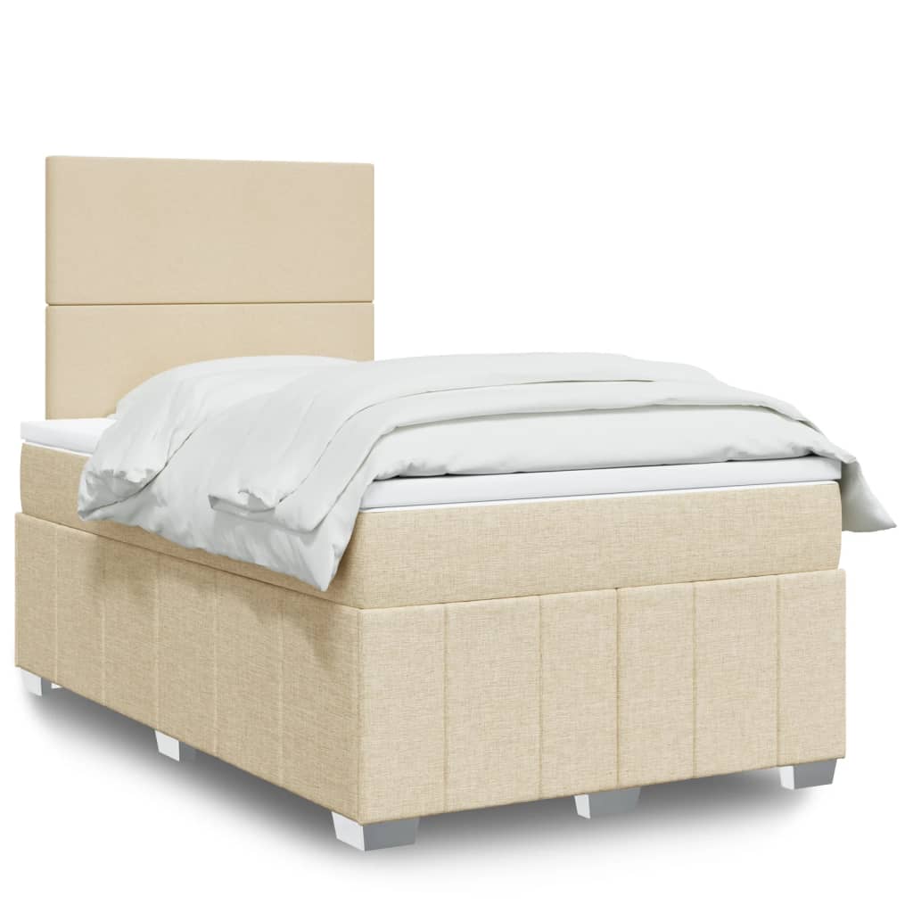 vidaXL Κρεβάτι Boxspring με Στρώμα Κρεμ 120x200 εκ. Υφασμάτινο
