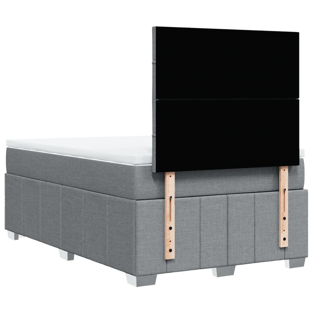 vidaXL Κρεβάτι Boxspring με Στρώμα Ανοιχτό Γκρι 120x200 εκ. Υφασμάτινο