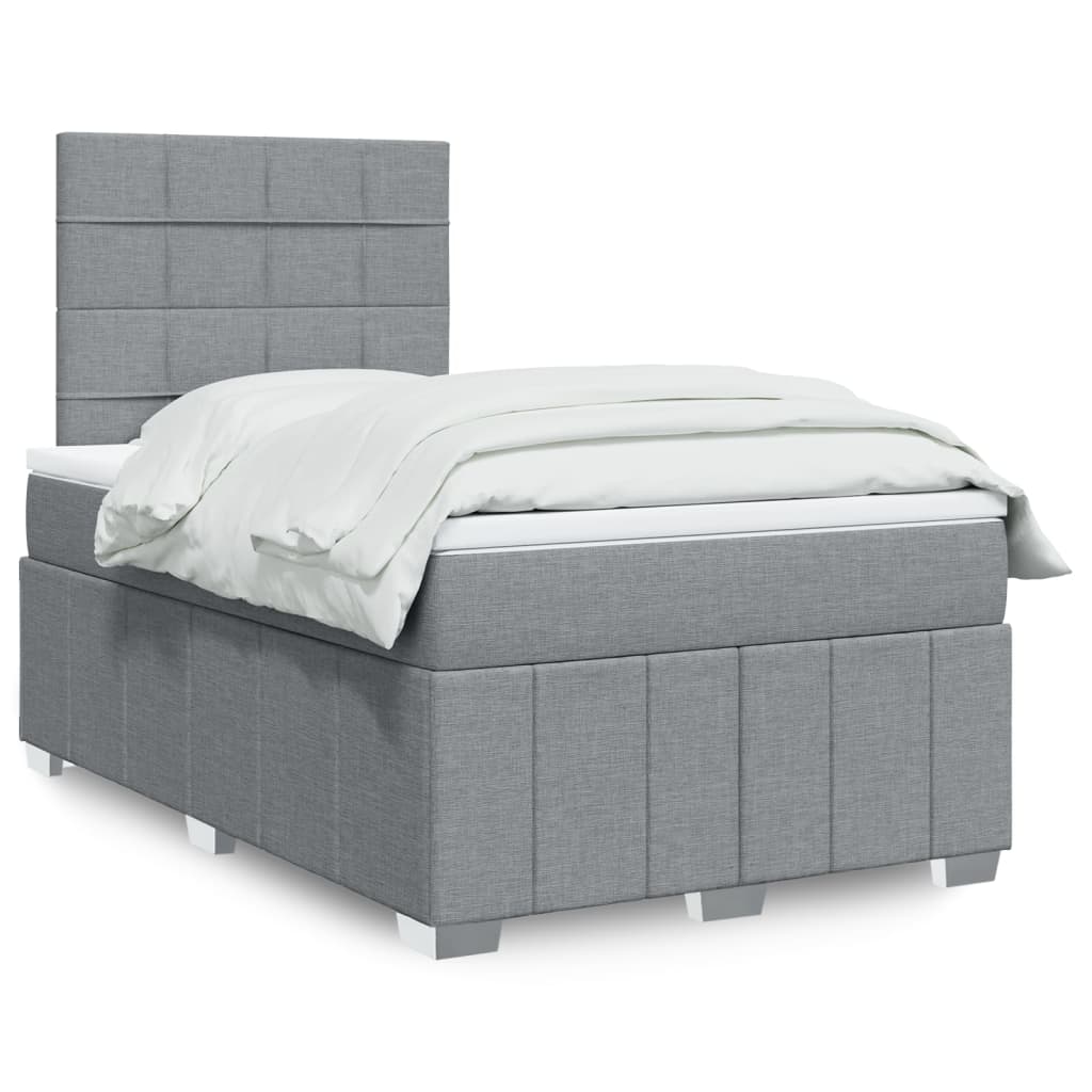 vidaXL Κρεβάτι Boxspring με Στρώμα Ανοιχτό Γκρι 120x200 εκ. Υφασμάτινο