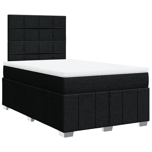 vidaXL Κρεβάτι Boxspring με Στρώμα Μαύρο 120x200 εκ. Υφασμάτινο