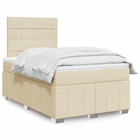 vidaXL Κρεβάτι Boxspring με Στρώμα Κρεμ 120x200 εκ. Υφασμάτινο