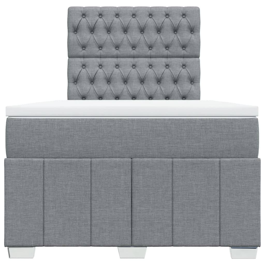 vidaXL Κρεβάτι Boxspring με Στρώμα Ανοιχτό Γκρι 120x200 εκ. Υφασμάτινο