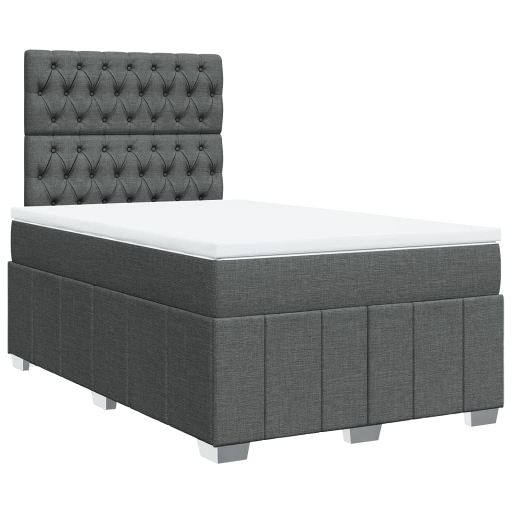 vidaXL Κρεβάτι Boxspring με Στρώμα Σκούρο Γκρι 120x200 εκ. Υφασμάτινο