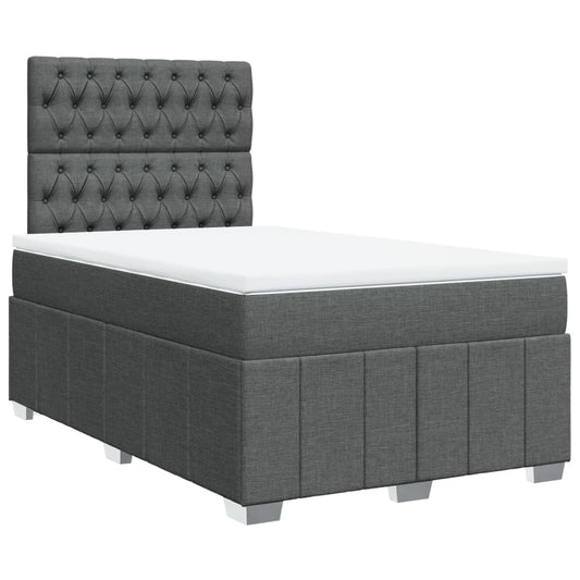 vidaXL Κρεβάτι Boxspring με Στρώμα Σκούρο Γκρι 120x200 εκ. Υφασμάτινο