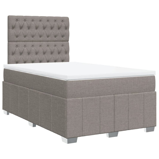 vidaXL Κρεβάτι Boxspring με Στρώμα Taupe 120x200 εκ. Υφασμάτινο
