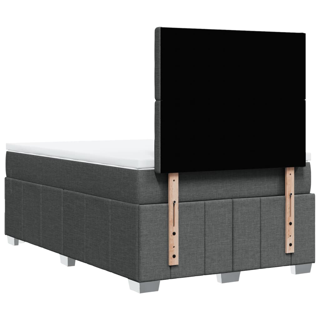 vidaXL Κρεβάτι Boxspring με Στρώμα Σκούρο Γκρι 120x200 εκ. Υφασμάτινο
