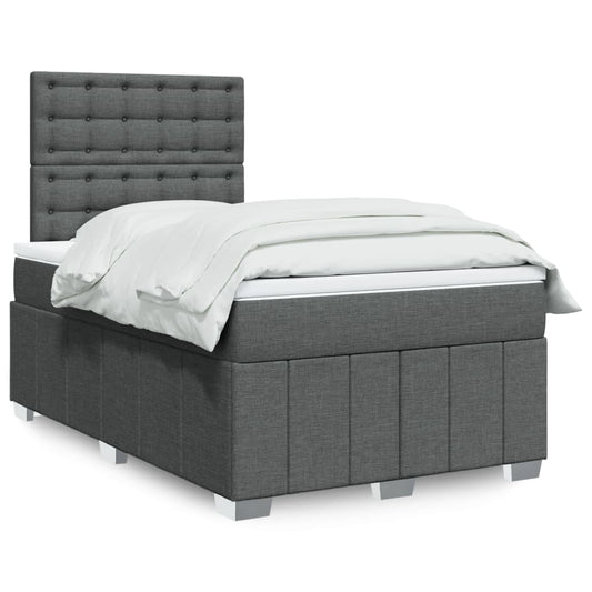 vidaXL Κρεβάτι Boxspring με Στρώμα Σκούρο Γκρι 120x200 εκ. Υφασμάτινο