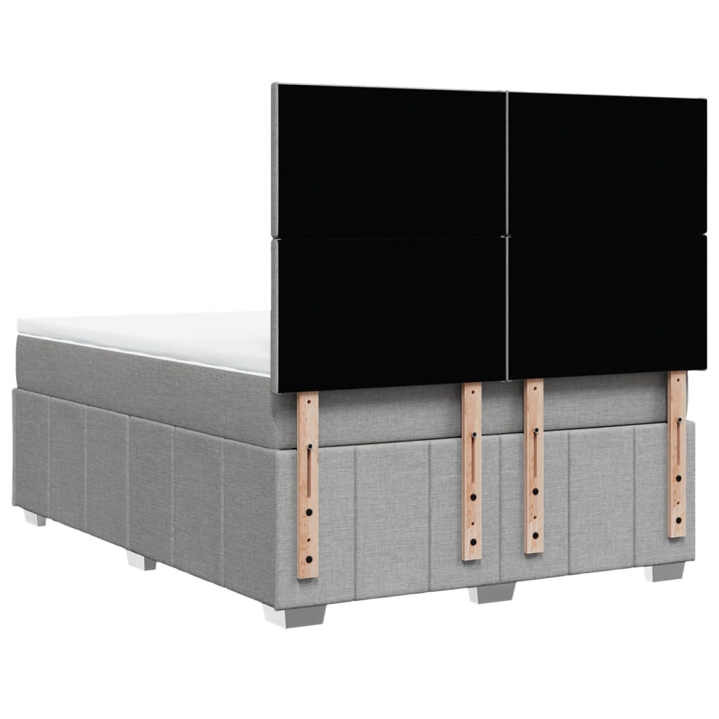 vidaXL Κρεβάτι Boxspring με Στρώμα Ανοιχτό Γκρι 140x190 εκ. Υφασμάτινο
