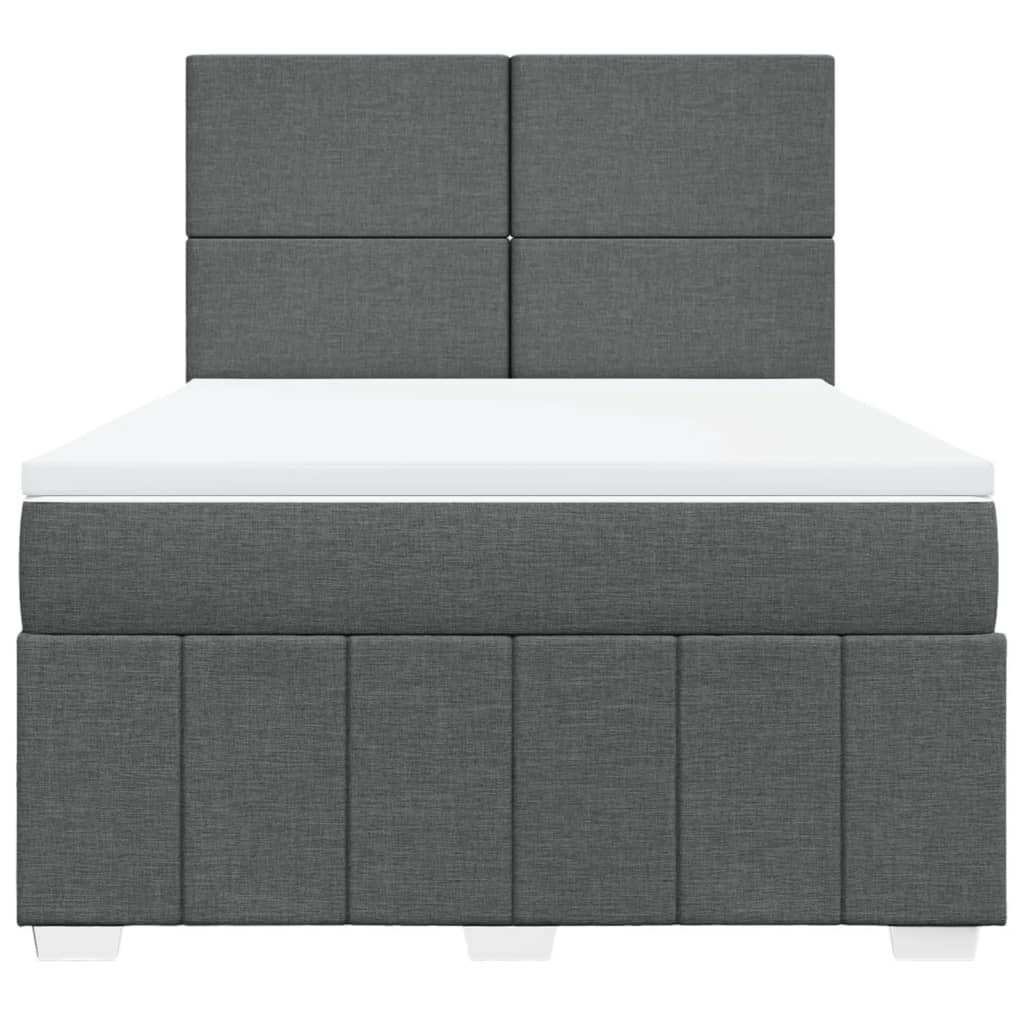 vidaXL Κρεβάτι Boxspring με Στρώμα Σκούρο Γκρι 140x190 εκ. Υφασμάτινο