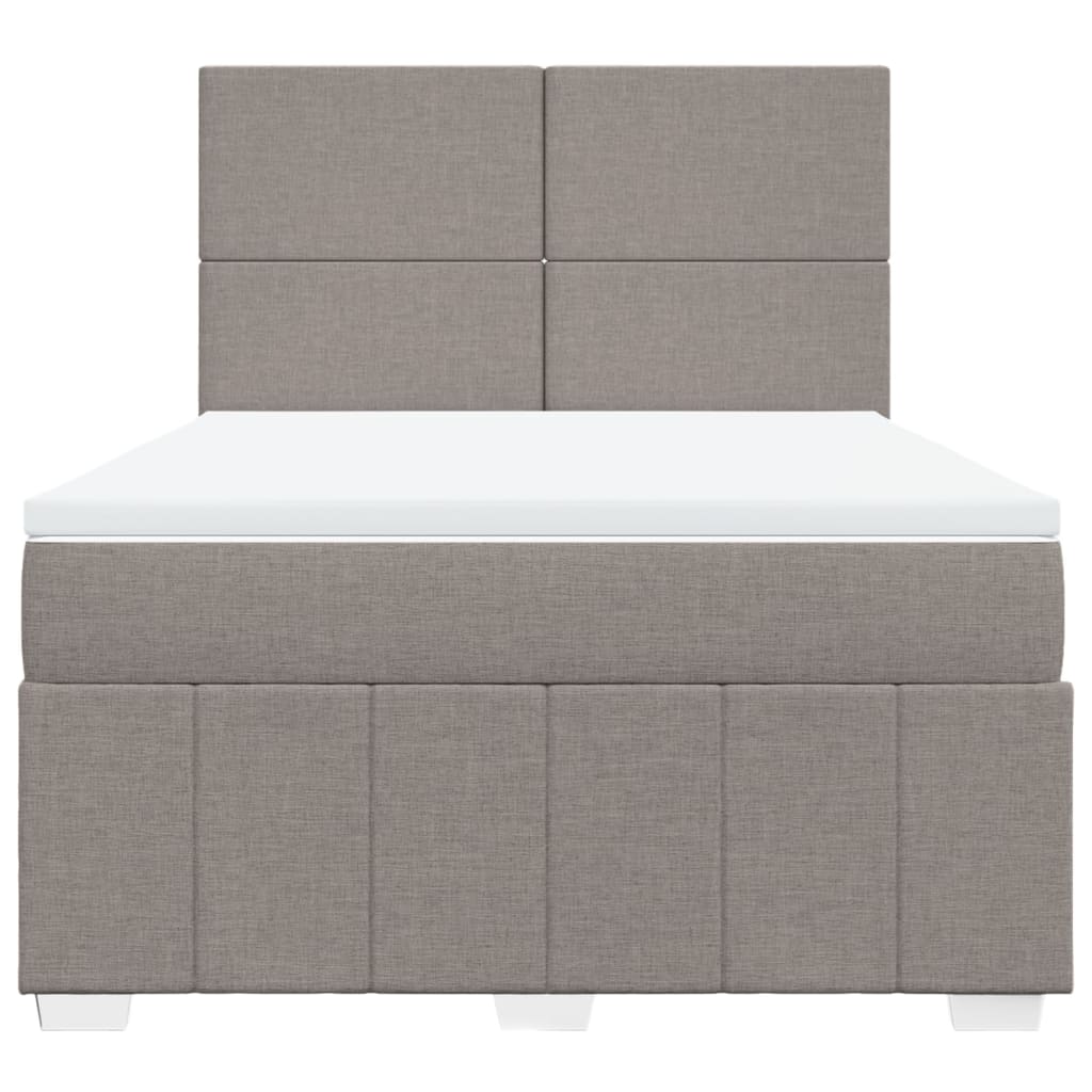 vidaXL Κρεβάτι Boxspring με Στρώμα Taupe 140x190 εκ. Υφασμάτινο