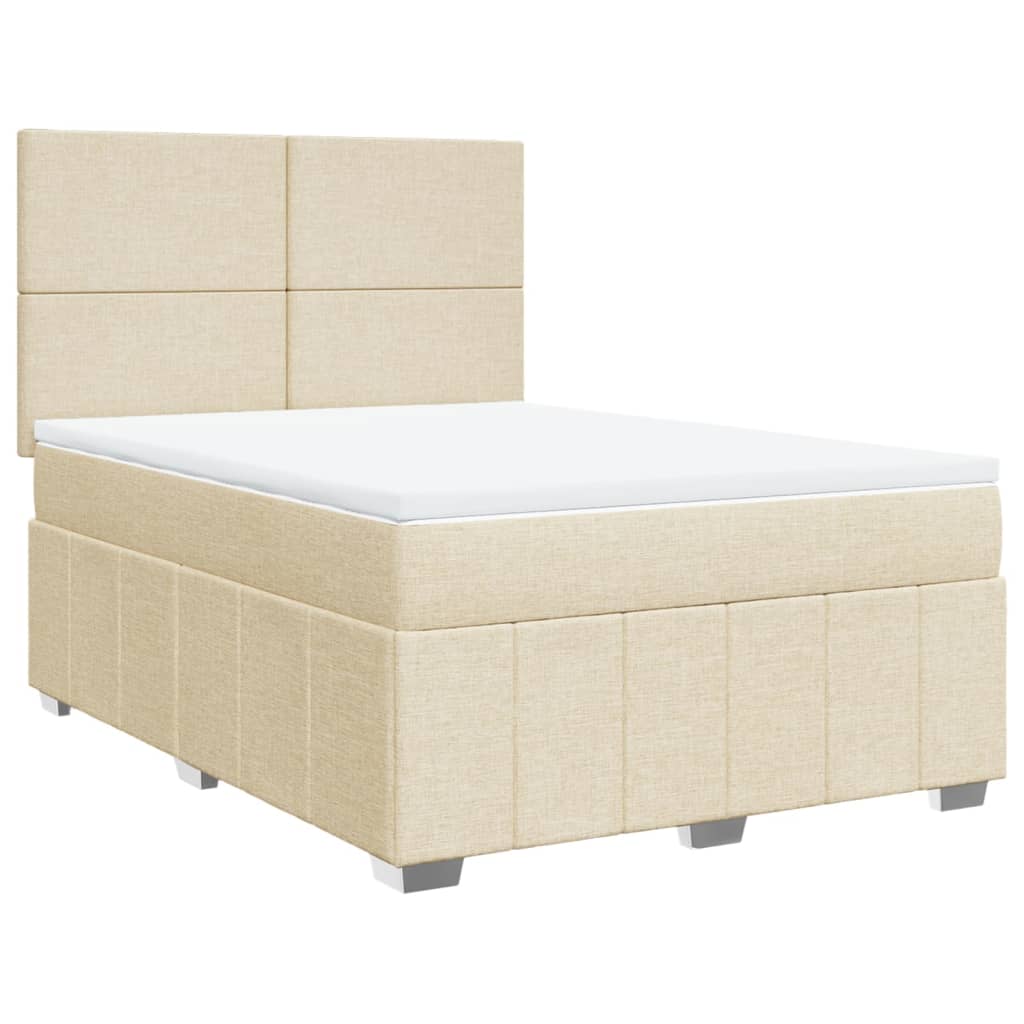vidaXL Κρεβάτι Boxspring με Στρώμα Κρεμ 140x190 εκ. Υφασμάτινο