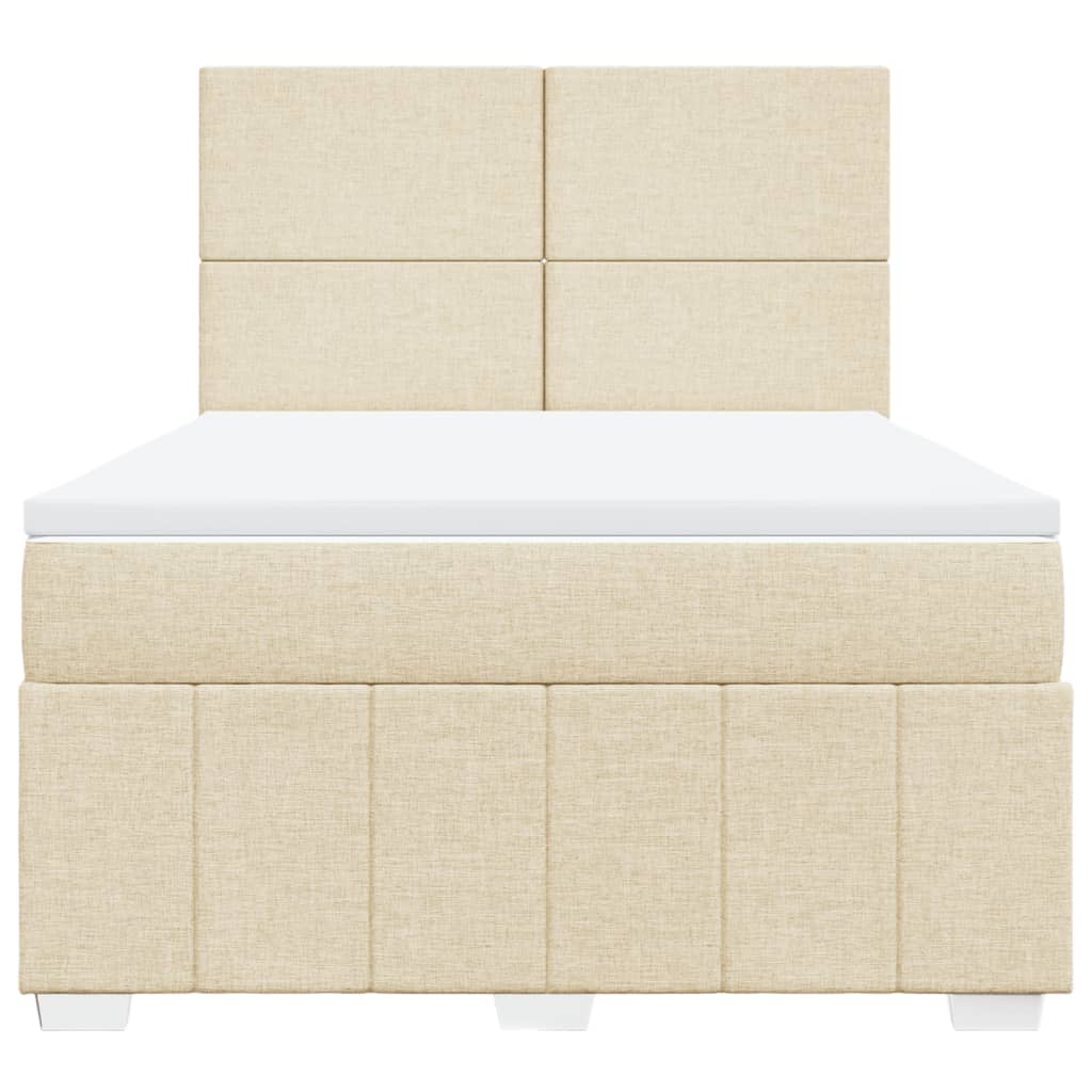 vidaXL Κρεβάτι Boxspring με Στρώμα Κρεμ 140x190 εκ. Υφασμάτινο
