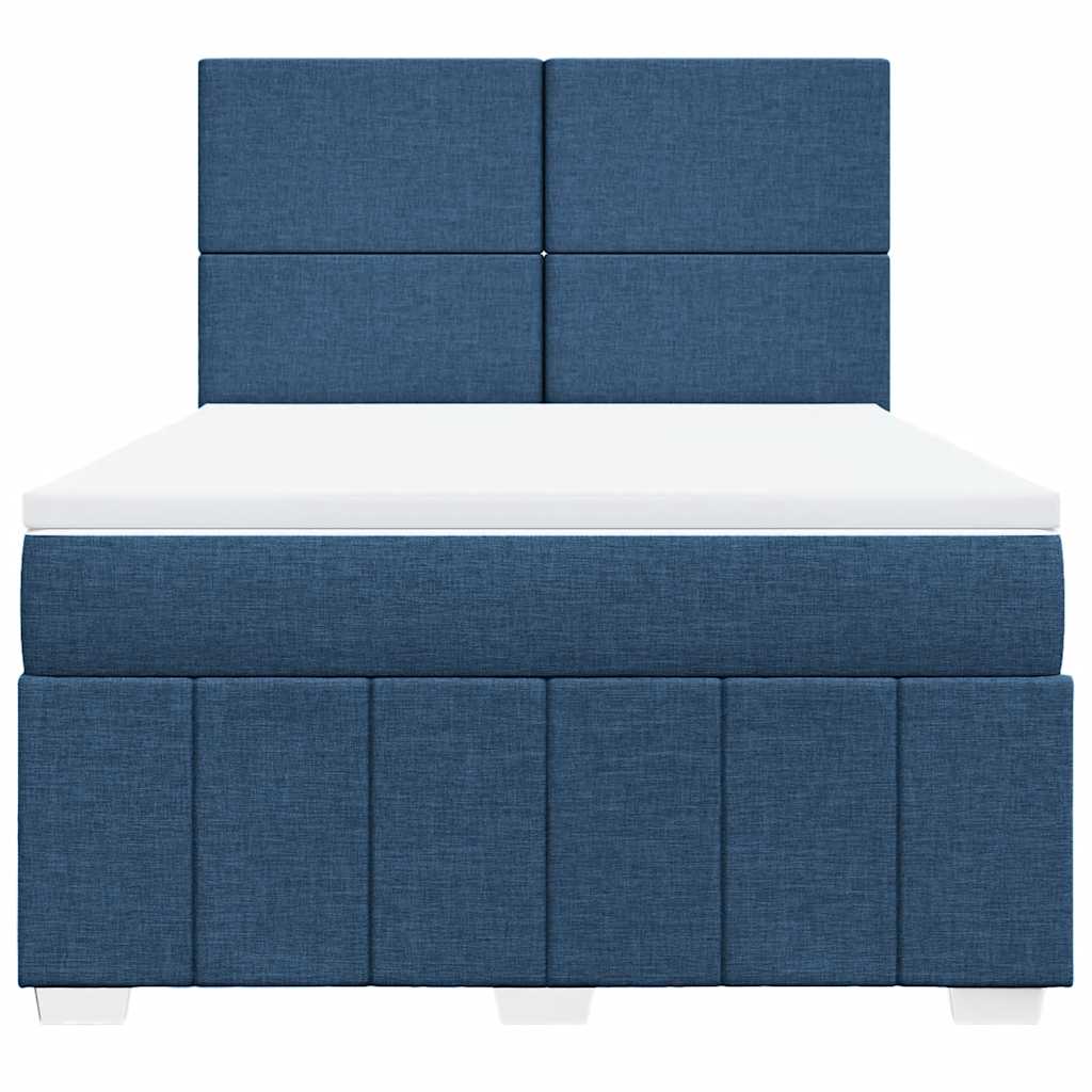 vidaXL Κρεβάτι Boxspring με Στρώμα Μπλε 140x190 εκ. Υφασμάτινο