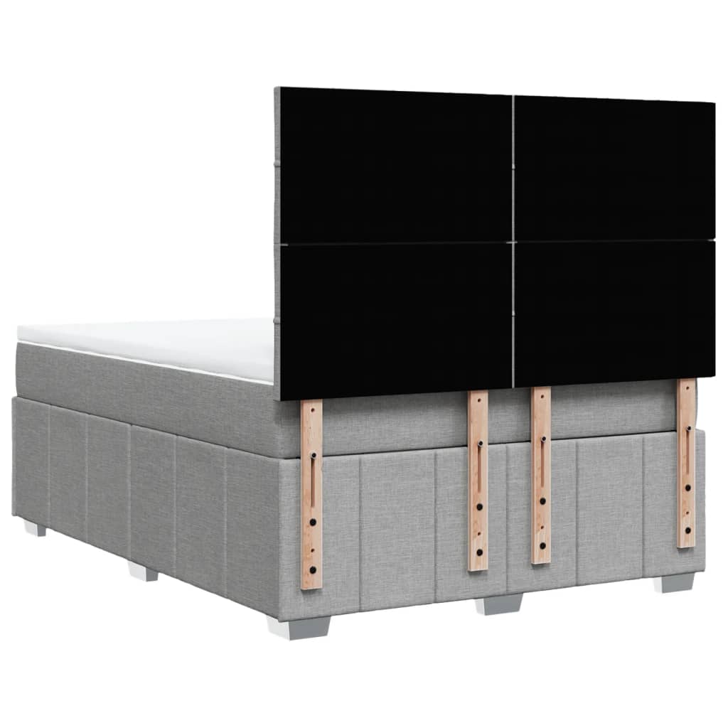 vidaXL Κρεβάτι Boxspring με Στρώμα Ανοιχτό Γκρι 140x190 εκ. Υφασμάτινο