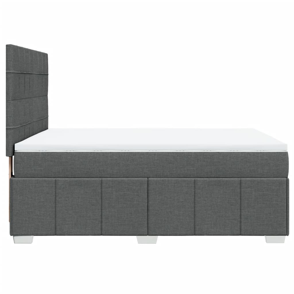 vidaXL Κρεβάτι Boxspring με Στρώμα Σκούρο Γκρι 140x190 εκ. Υφασμάτινο