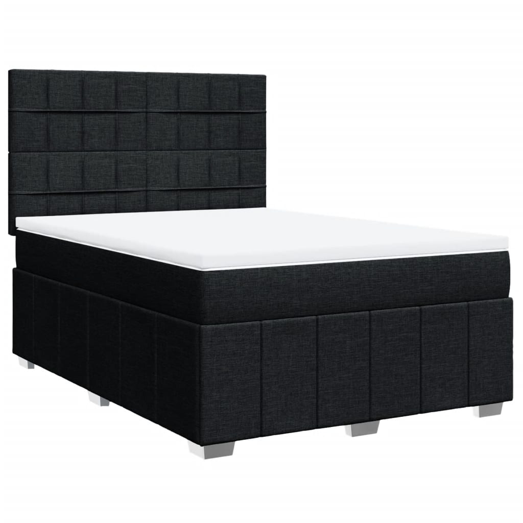 vidaXL Κρεβάτι Boxspring με Στρώμα Μαύρο 140x190 εκ. Υφασμάτινο