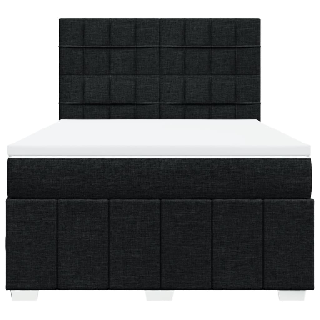 vidaXL Κρεβάτι Boxspring με Στρώμα Μαύρο 140x190 εκ. Υφασμάτινο