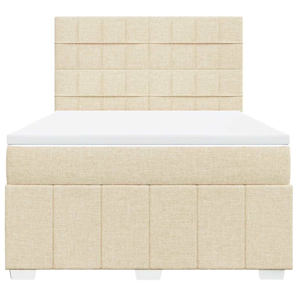 vidaXL Κρεβάτι Boxspring με Στρώμα Κρεμ 140x190 εκ. Υφασμάτινο