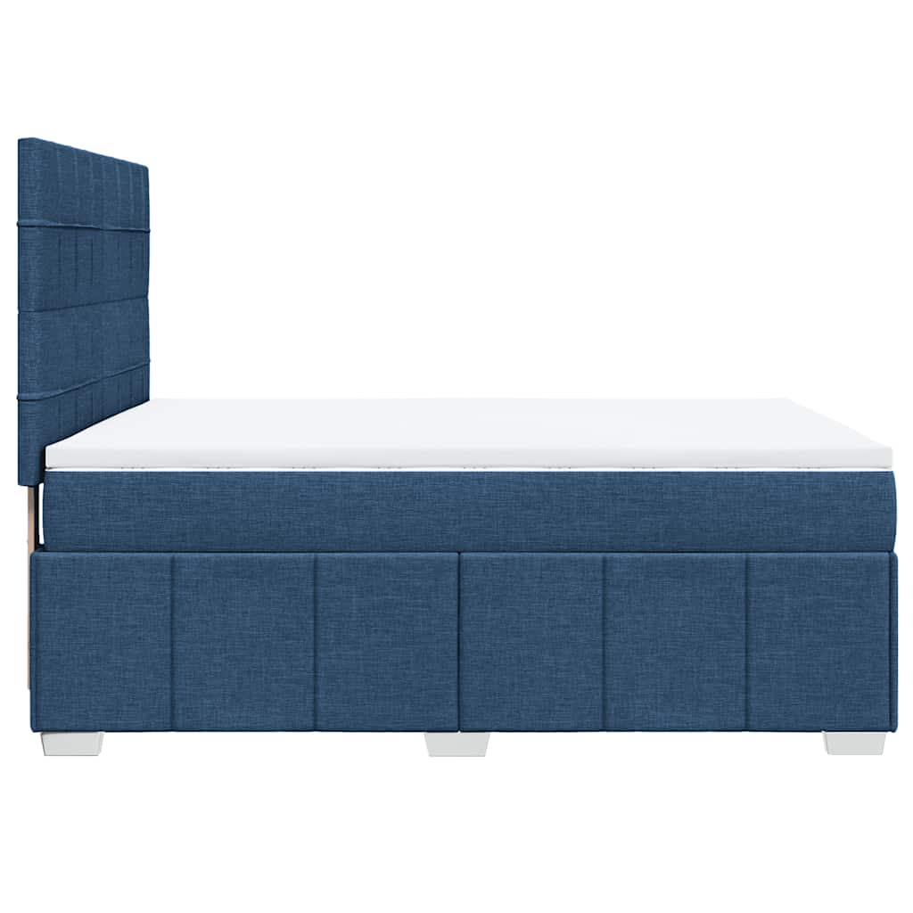 vidaXL Κρεβάτι Boxspring με Στρώμα Μπλε 140x190 εκ. Υφασμάτινο