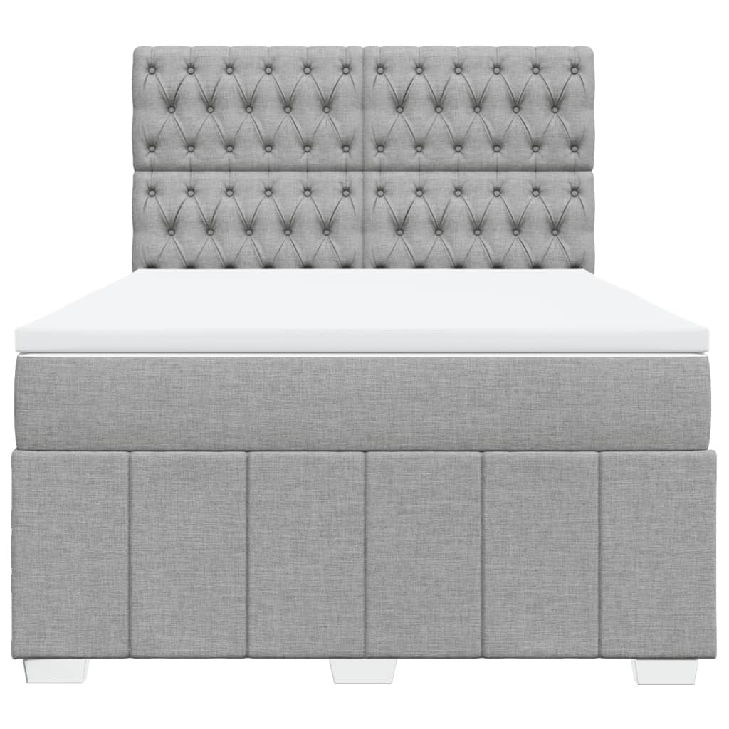 vidaXL Κρεβάτι Boxspring με Στρώμα Ανοιχτό Γκρι 140x190 εκ. Υφασμάτινο