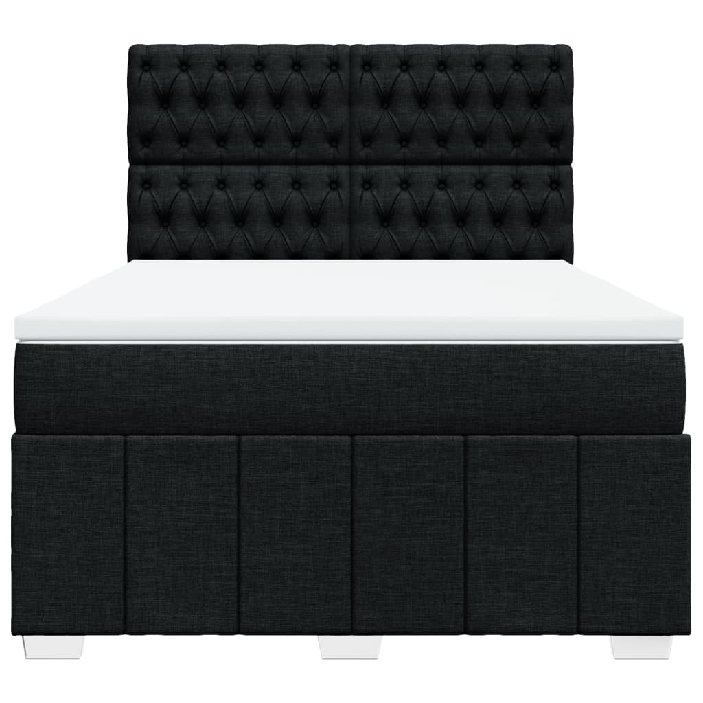 vidaXL Κρεβάτι Boxspring με Στρώμα Μαύρο 140x190 εκ. Υφασμάτινο