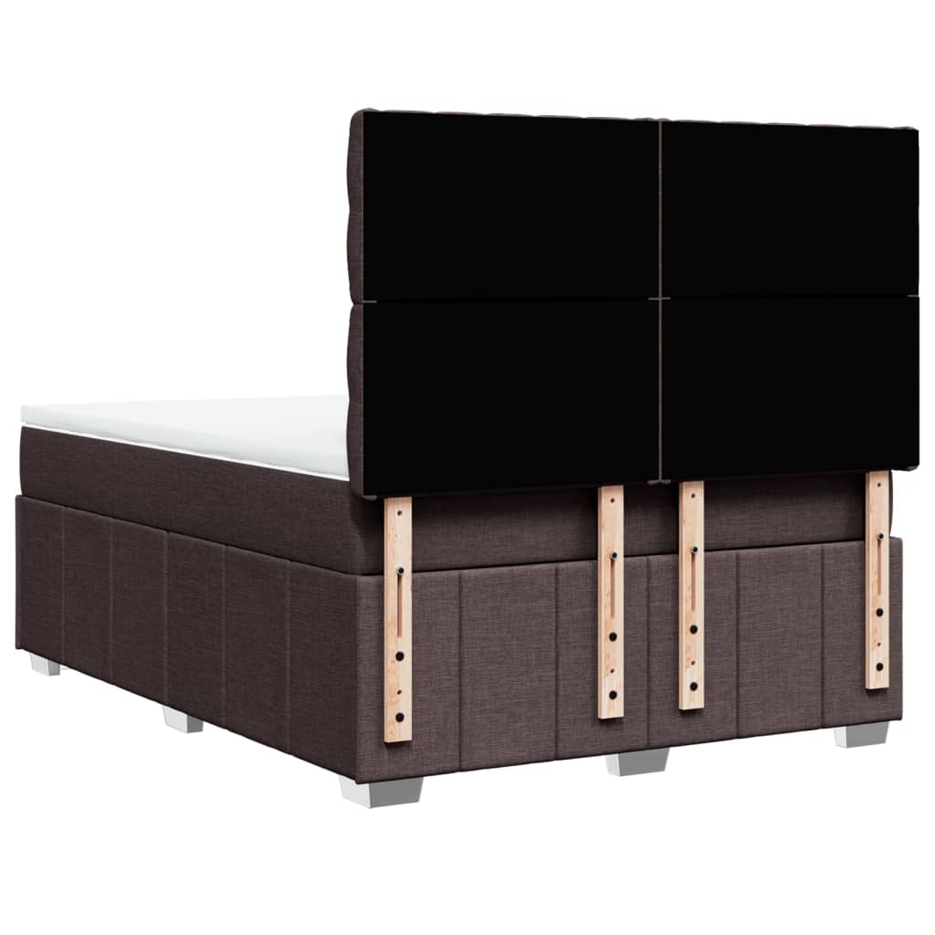 vidaXL Κρεβάτι Boxspring με Στρώμα Σκούρο Καφέ 140x190 εκ. Υφασμάτινο