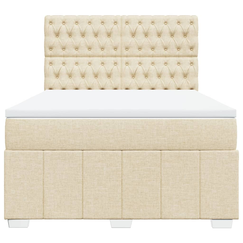 vidaXL Κρεβάτι Boxspring με Στρώμα Κρεμ 140x190 εκ. Υφασμάτινο