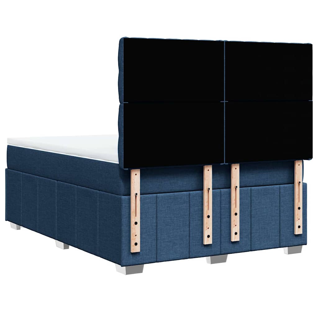 vidaXL Κρεβάτι Boxspring με Στρώμα Μπλε 140x190 εκ. Υφασμάτινο