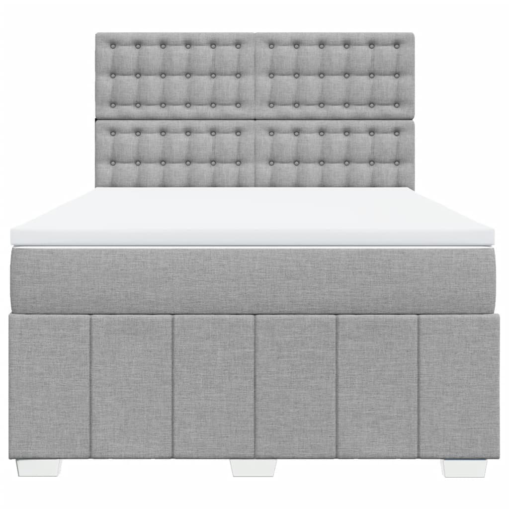 vidaXL Κρεβάτι Boxspring με Στρώμα Ανοιχτό Γκρι 140x190 εκ. Υφασμάτινο