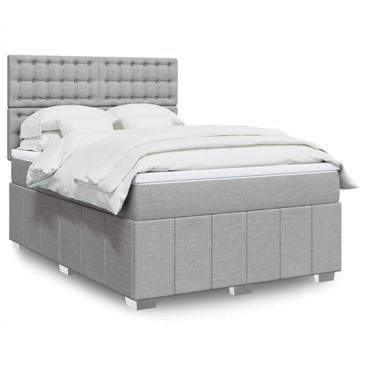 vidaXL Κρεβάτι Boxspring με Στρώμα Ανοιχτό Γκρι 140x190 εκ. Υφασμάτινο