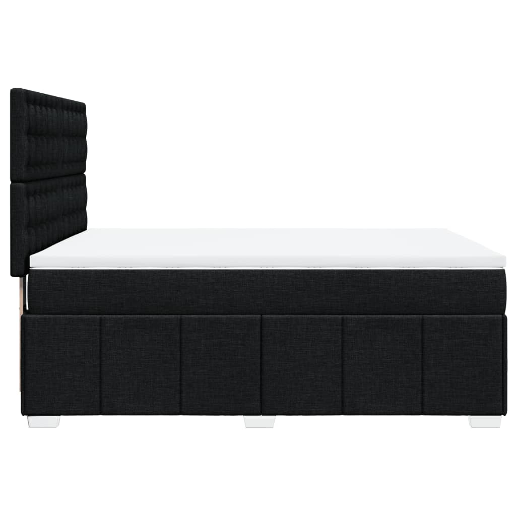 vidaXL Κρεβάτι Boxspring με Στρώμα Μαύρο 140x190 εκ. Υφασμάτινο
