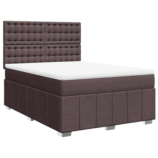 vidaXL Κρεβάτι Boxspring με Στρώμα Σκούρο Καφέ 140x190 εκ. Υφασμάτινο