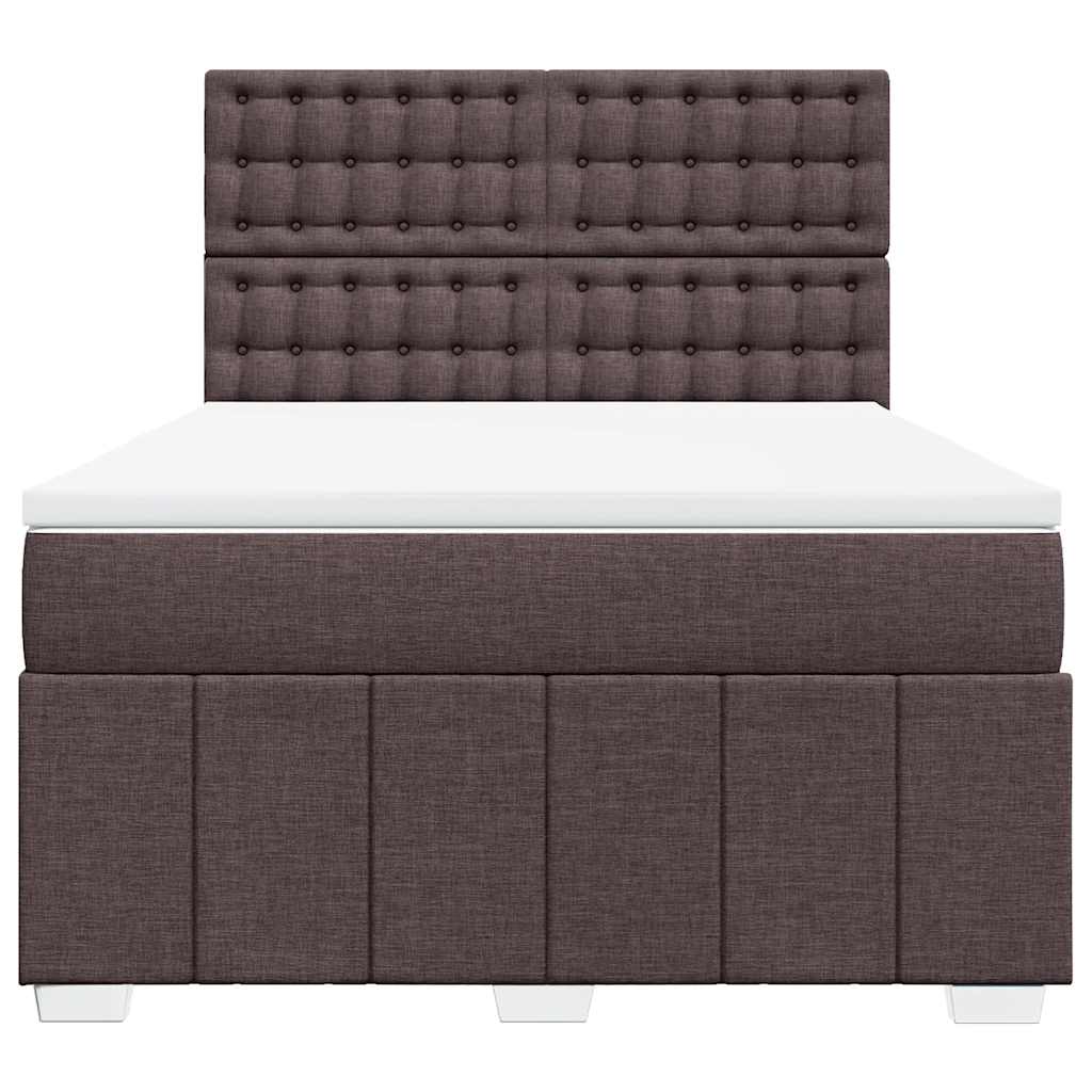 vidaXL Κρεβάτι Boxspring με Στρώμα Σκούρο Καφέ 140x190 εκ. Υφασμάτινο