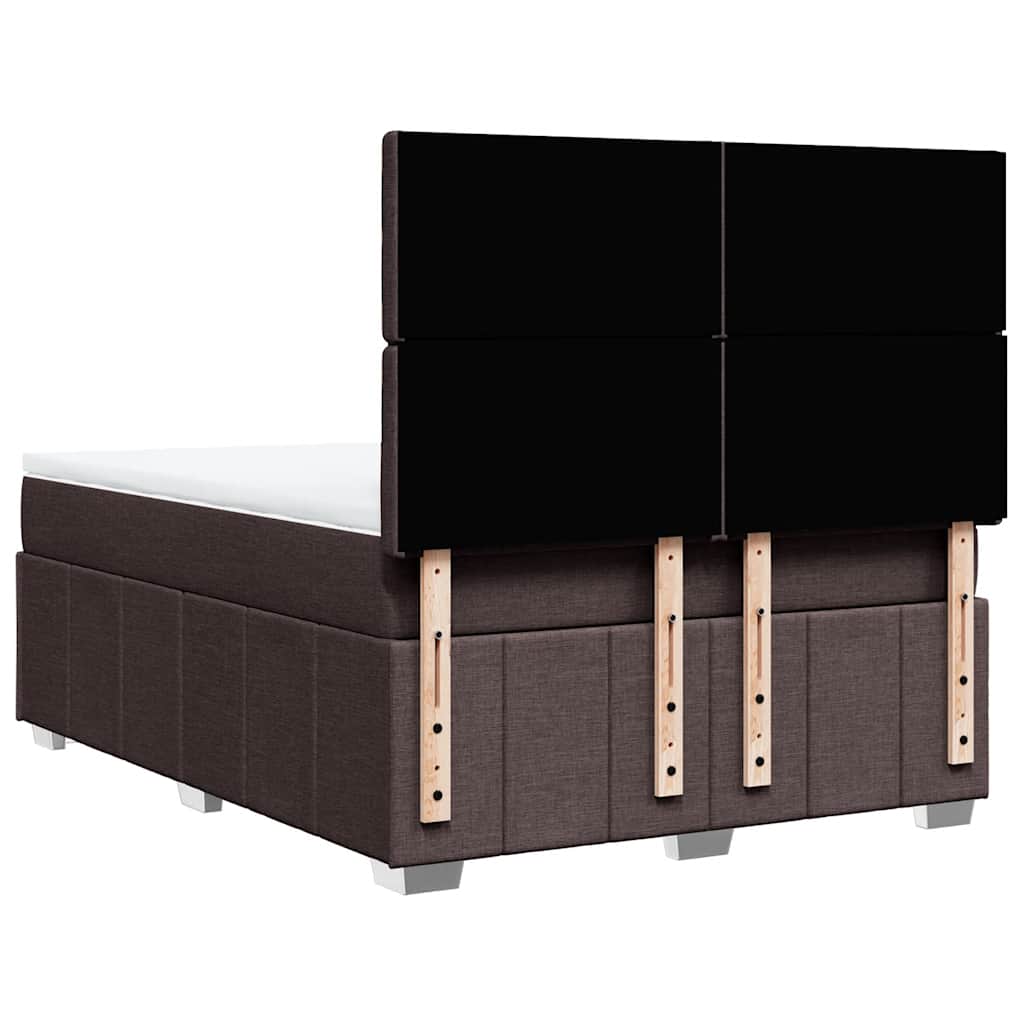 vidaXL Κρεβάτι Boxspring με Στρώμα Σκούρο Καφέ 140x190 εκ. Υφασμάτινο