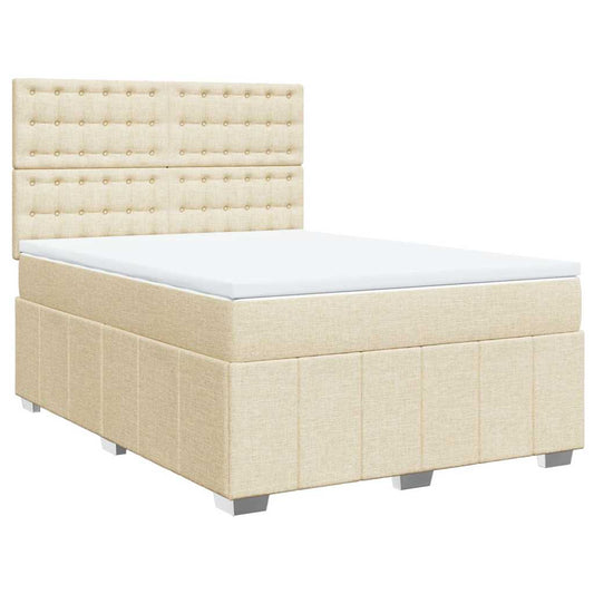 vidaXL Κρεβάτι Boxspring με Στρώμα Κρεμ 140x190 εκ. Υφασμάτινο