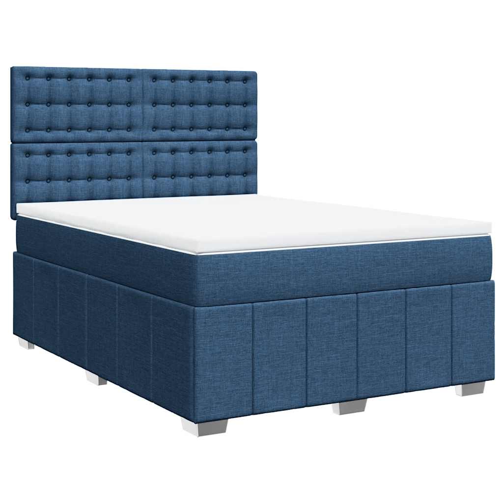 vidaXL Κρεβάτι Boxspring με Στρώμα Μπλε 140x190 εκ. Υφασμάτινο