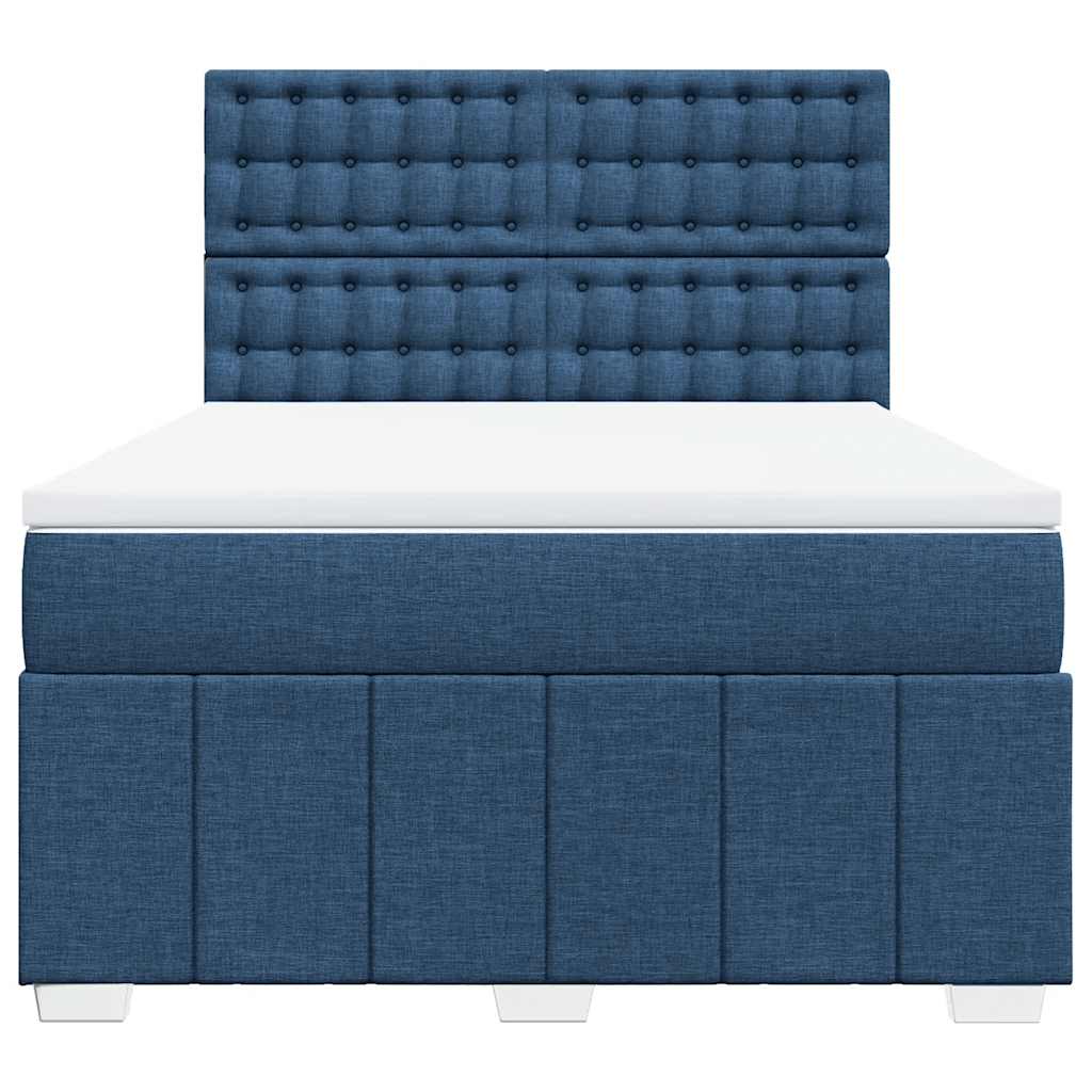 vidaXL Κρεβάτι Boxspring με Στρώμα Μπλε 140x190 εκ. Υφασμάτινο